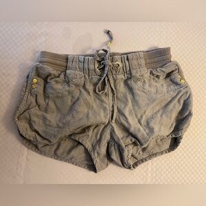 Love Tree linen blend dark khaki drawstring waist women’s shorts w/pockets Sz S.